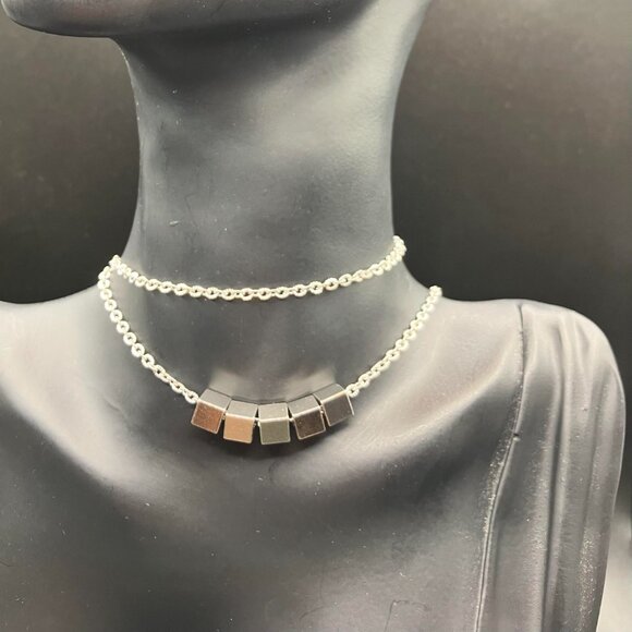 Stainless Steel SQUARE Cube Necklace Waterproof Brand New 18 or 20 inches long - Picture 1 of 9